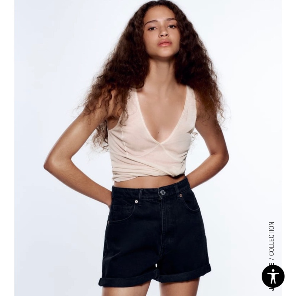 Zara black denim mom fit